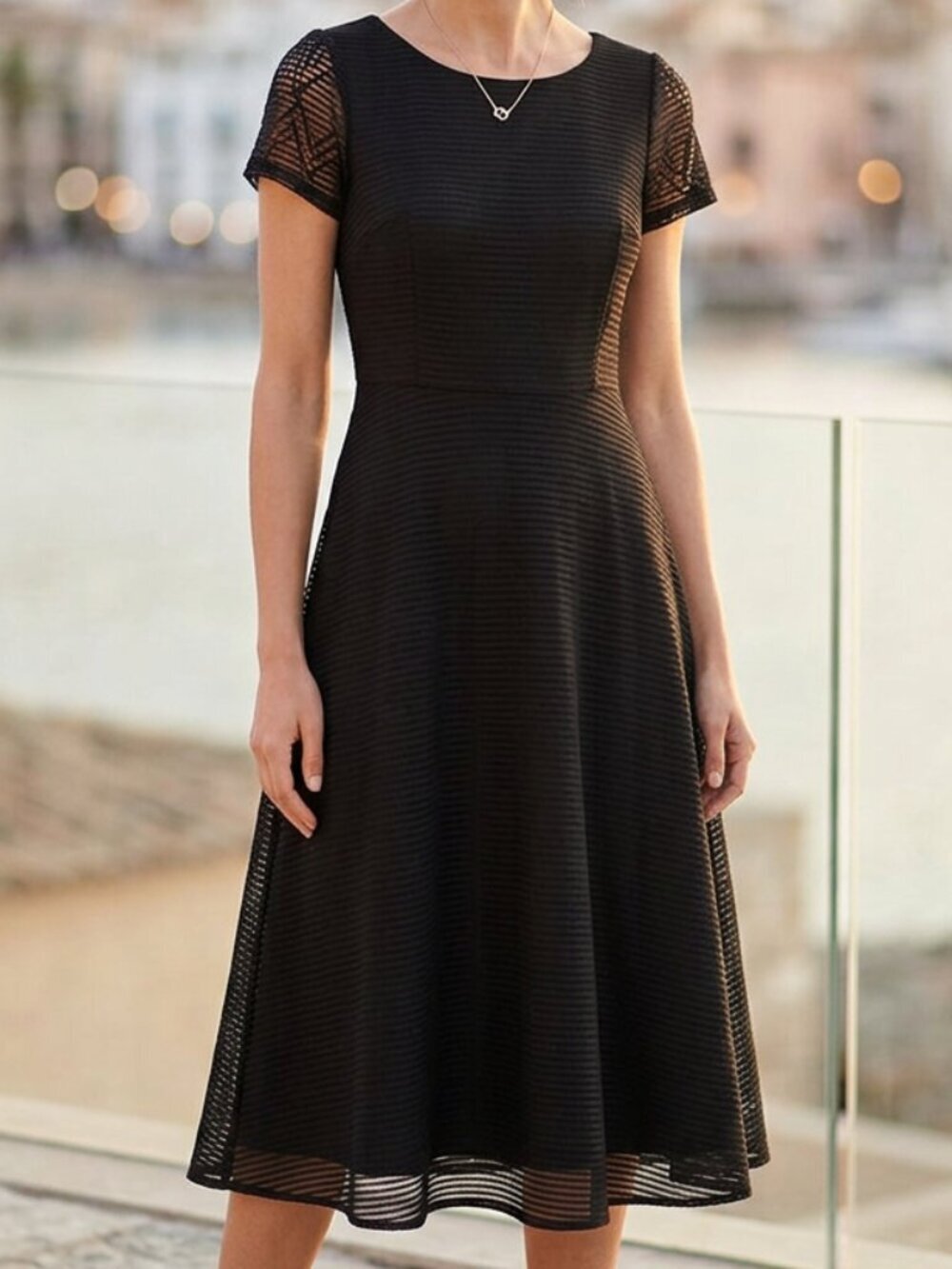 LC Lauren Conrad Black Sheer Lined Dress
